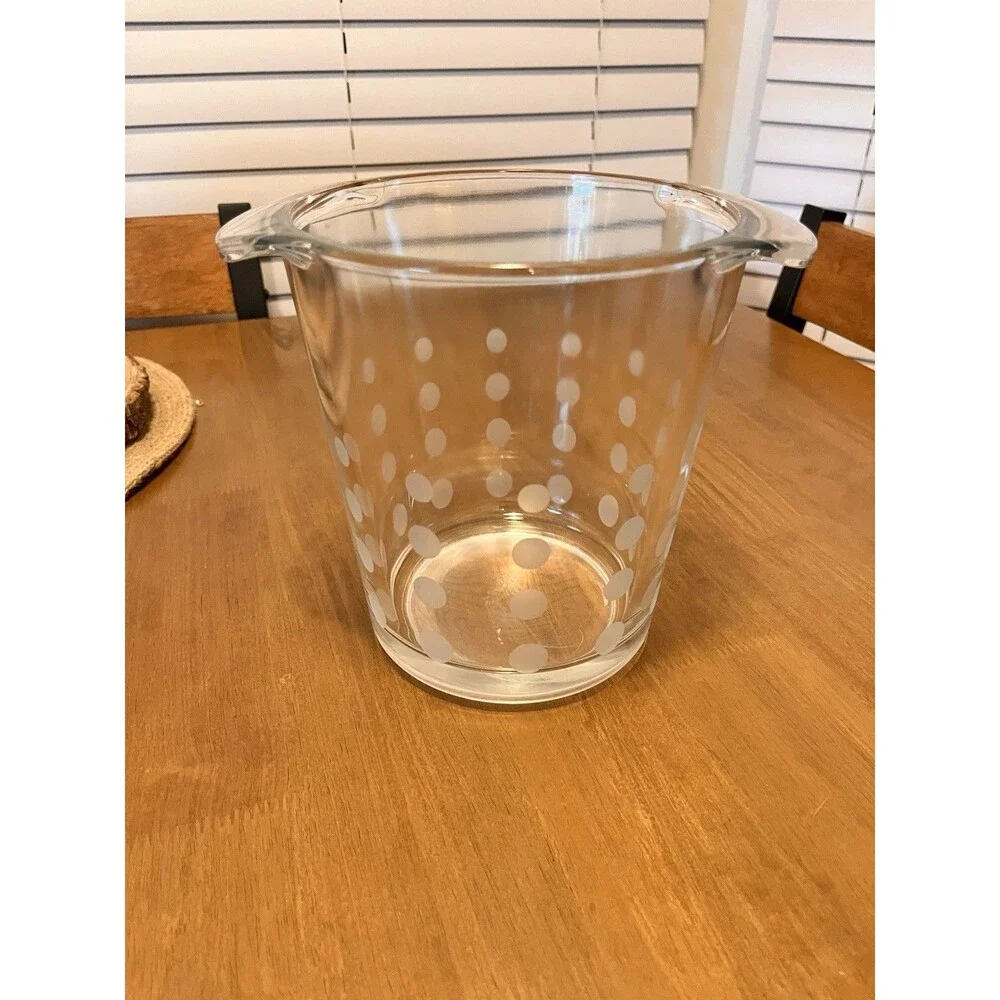Mikasa Glass Crystal Ice Bucket 7.5 in - Cheers Polka Dot - Barware